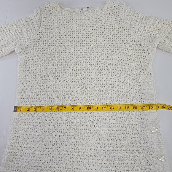 J JILL WHITE OPEN KNIT SIDE BUTTON SWEATER WOMEN'S SIZE MEDIUM 3/4 SLEEVE *EUC*. - Picture 14 of 16